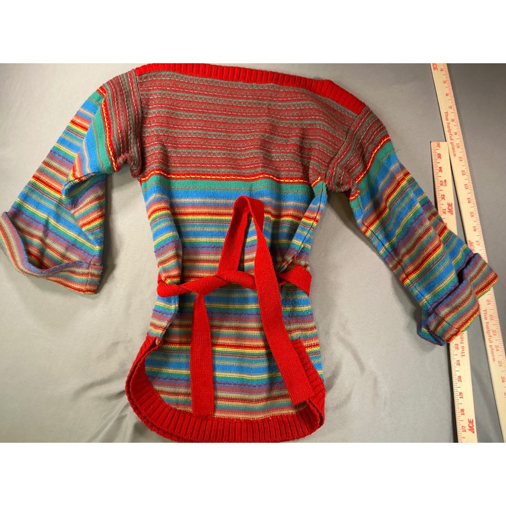 Vintage Jump for Charley Ltd Multi Color Striped Knit Sweater Tunic Belted L